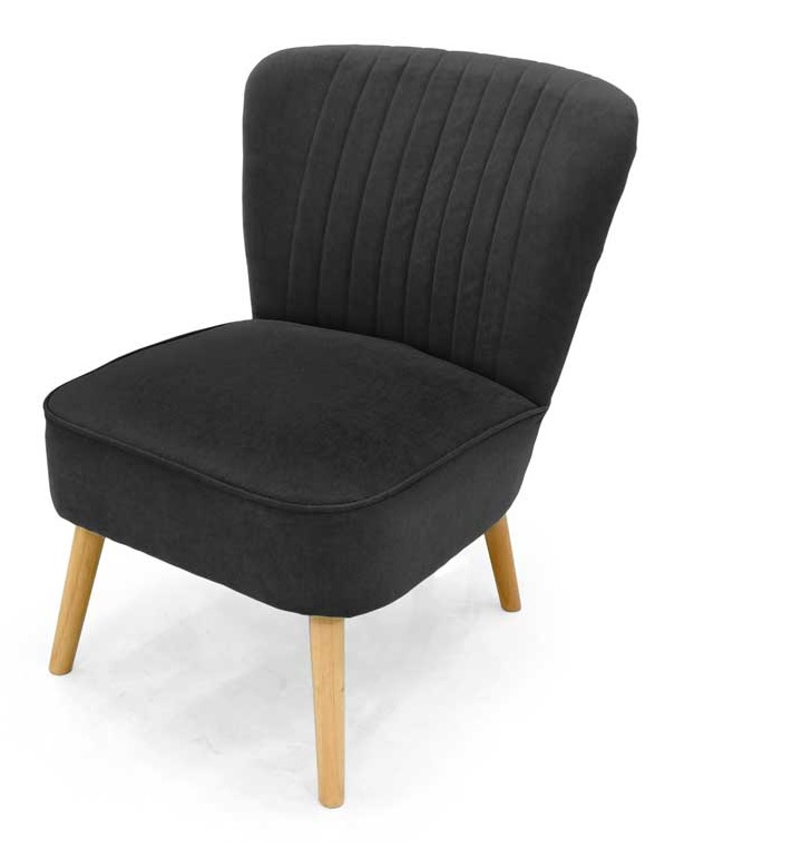 foto del prodotto poltrona da arredo in velluto con piedini in legno 62x70x 77cm grigio scuro