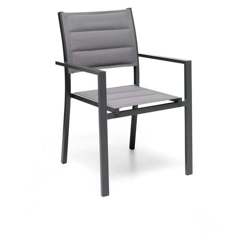 foto del prodotto poltrona da esterno alamos in alluminio verniciato antracite, impilabile, l 57 x p 58 x h 86 cm, seduta in textilene gloupie