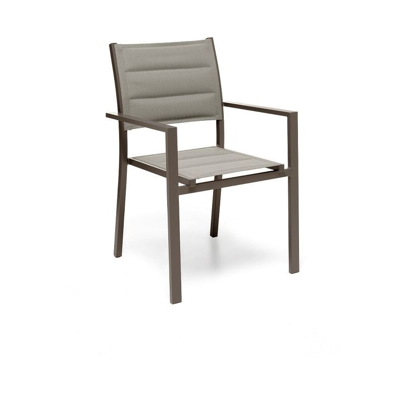 foto del prodotto poltrona da esterno alamos in alluminio verniciato marrone, impilabile, l 57 x p 58 x h 86 cm, seduta in textilene gloupie