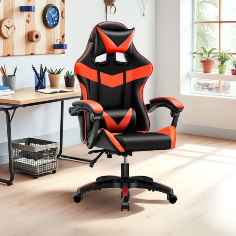 immagine 0 del prodotto poltrona da gaming imbottita regolabile con ruote colore nero e rosso kiter