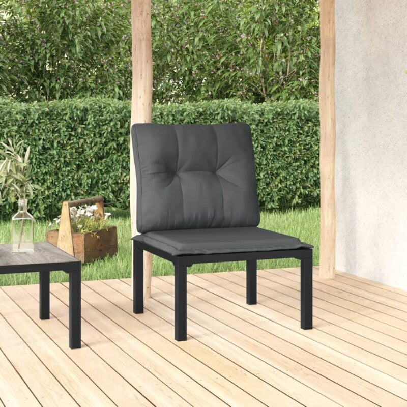 foto del prodotto poltrona da giardino con cuscini polyrattan nero e grigio