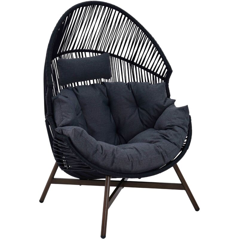foto del prodotto poltrona da giardino egg su base in rattan sintetico 142 cm nero