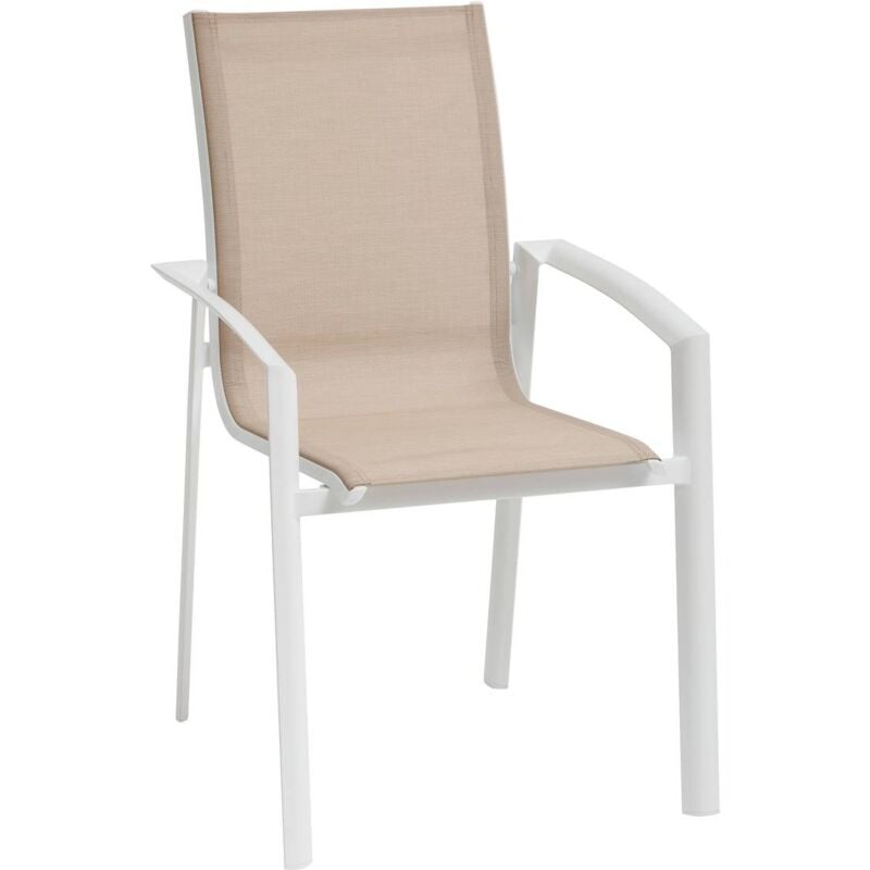 foto del prodotto poltrona da giardino impilabile axant in lino e alluminio epossidico bianco hesp ride