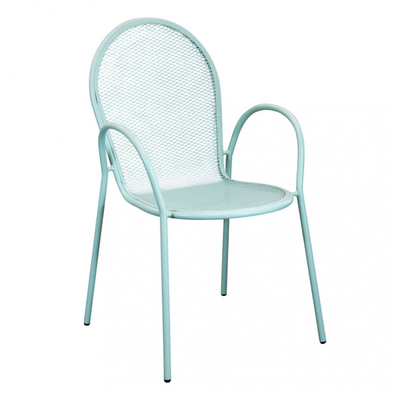 foto del prodotto poltrona da giardino impilabile in acciaio cm 51x61x90 joel colore verde