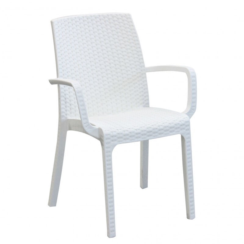 foto del prodotto poltrona da giardino impilabile in wicker cm 57x59x86 virginia colore bianco
