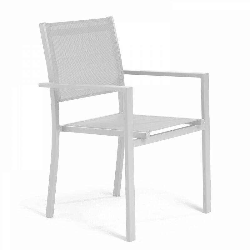 foto del prodotto poltrona da giardino in alluminio e textilene bianco
