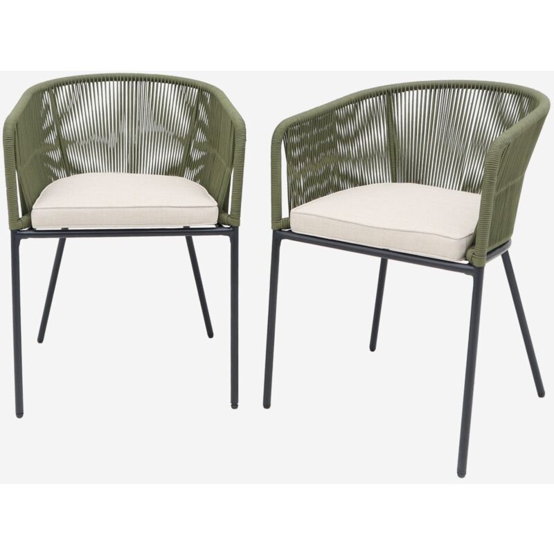 foto del prodotto poltrona da giardino in corda e acciaio zincato, set di 2