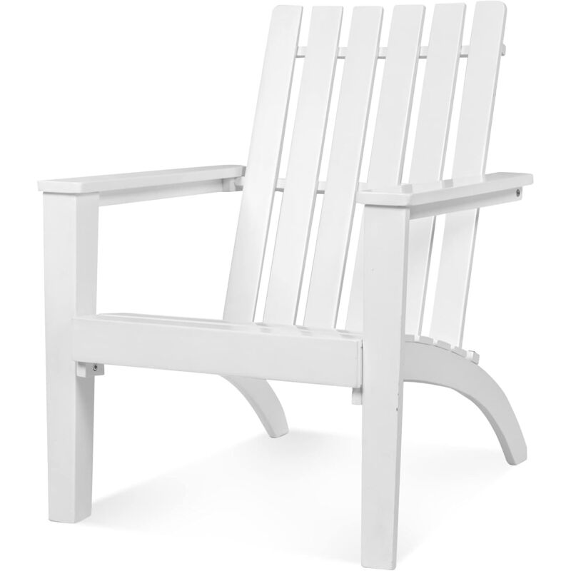 foto del prodotto poltrona da giardino, sedia da giardino in legno di acacia, ideale per giardino, terrazza, piscina, cortile, patio, spiaggia, 69x73x85cm bianco 