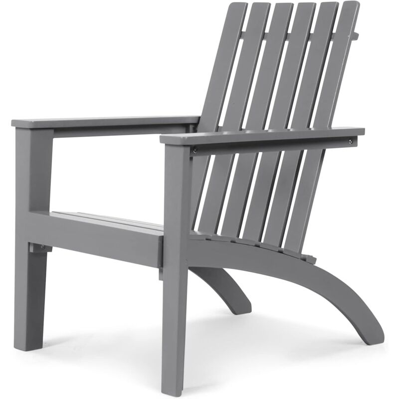 foto del prodotto poltrona da giardino, sedia da giardino in legno di acacia, ideale per giardino, terrazza, piscina, cortile, patio, spiaggia, 69x73x85cm grigio 