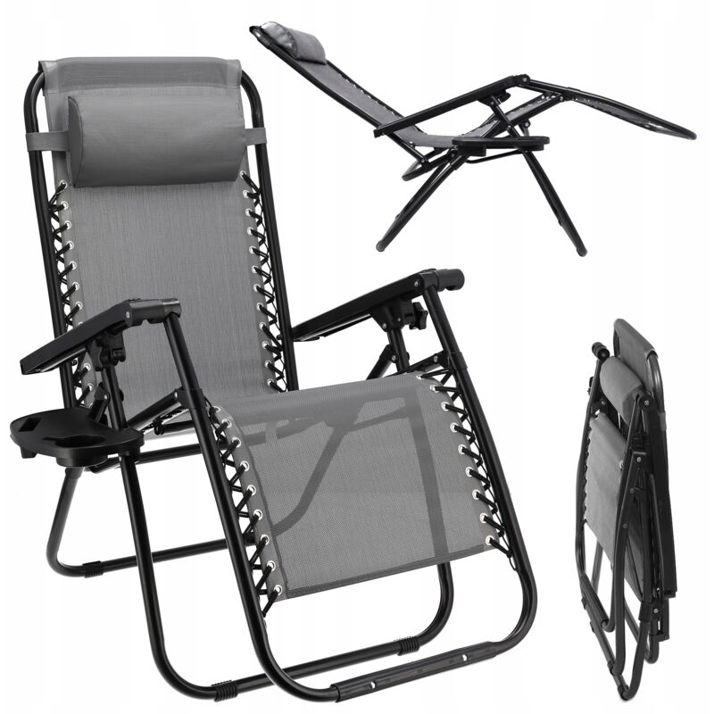 foto del prodotto poltrona da spiaggia pieghevole garden chair zero gravity con cuscino strong