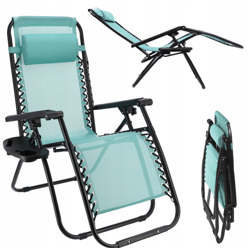 foto del prodotto poltrona da spiaggia pieghevole garden chair zero gravity con cuscino strong