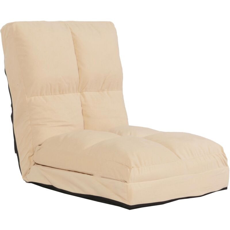 foto del prodotto poltrona da terra con funzione relax schienale regolabile in 4 direzioni struttura in acciaio velluto beige 040006371