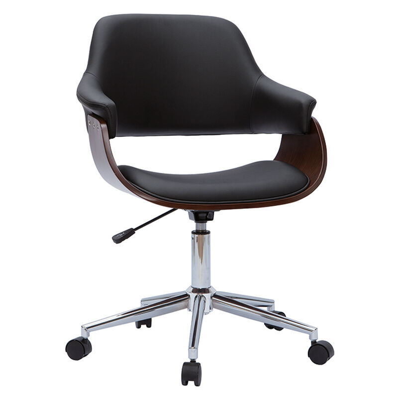 foto del prodotto poltrona da ufficio design nero e legno scuro hansen