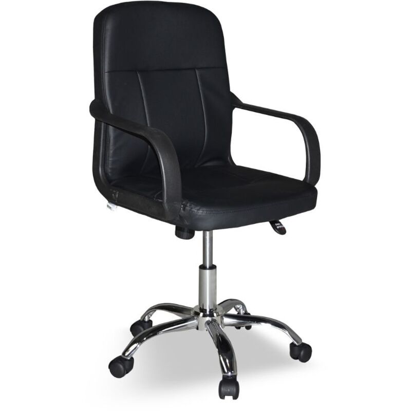 foto del prodotto poltrona da ufficio pc116p in ecopelle nera e base cromata con ruote