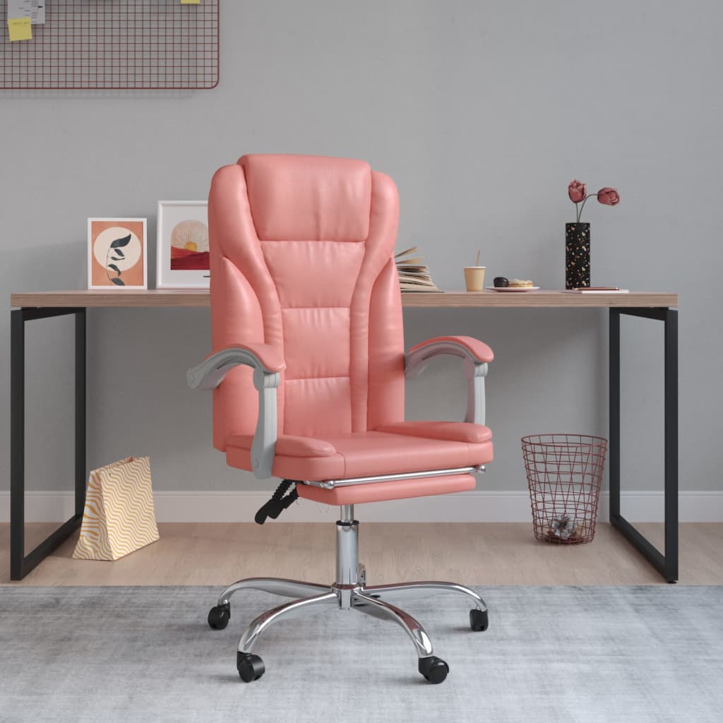 foto del prodotto poltrona da ufficio reclinabile rosa in similpelle cod mxl 17454
