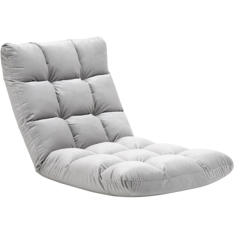 foto del prodotto poltrona design da terra con schienale reclinabile a 180 grigio chiaro homcom