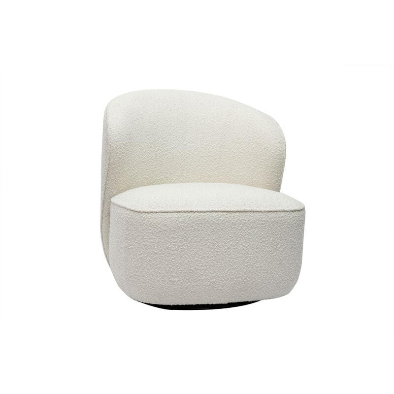 foto del prodotto poltrona design girevole in tessuto effetto lana boucl bianco amber