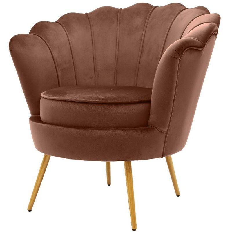 foto del prodotto poltrona design in velluto marrone e gambe oro we home