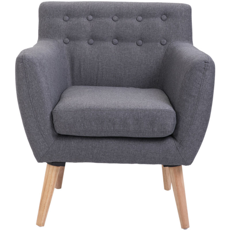 foto del prodotto poltrona design moderno da salotto in tessuto grigio chiaro 68x58.5x76cm homcom