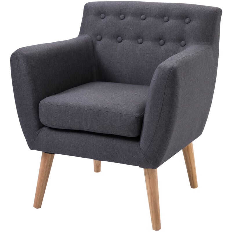foto del prodotto poltrona design moderno da salotto in tessuto grigio scuro 68x58.5x76cm homcom