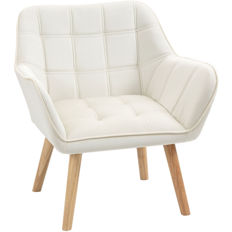 foto del prodotto poltrona design nordico per casa e ufficio in legno ed effetto velluto homcom