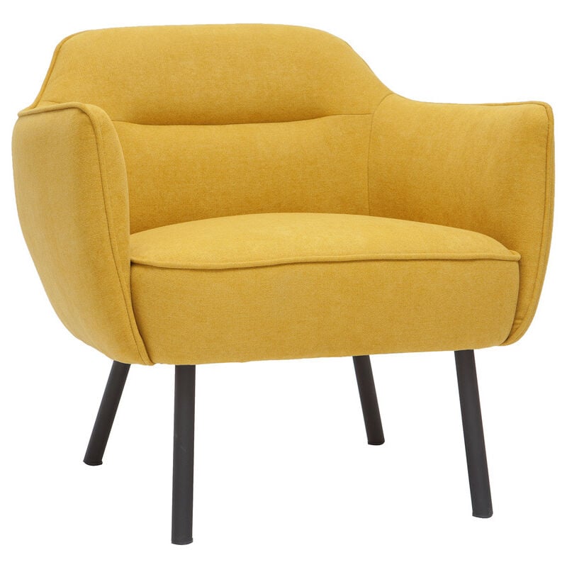 foto del prodotto poltrona di design in tessuto effetto velluto giallo senape laurens