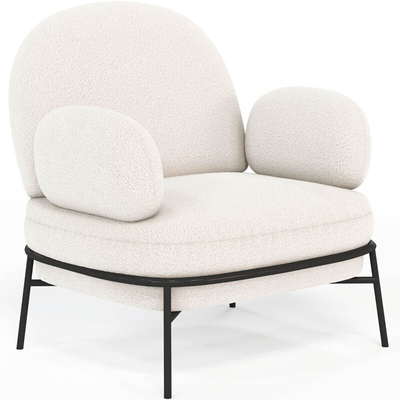 foto del prodotto poltrona di design rivestita in tessuto boucl alia bianco