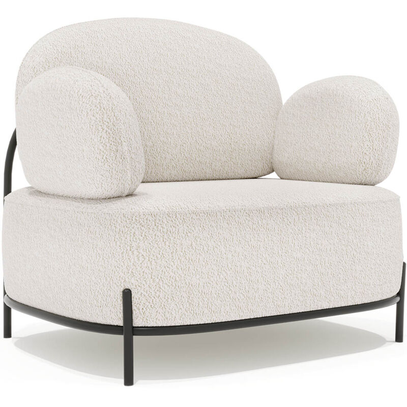 foto del prodotto poltrona di design rivestita in tessuto boucl baman bianco