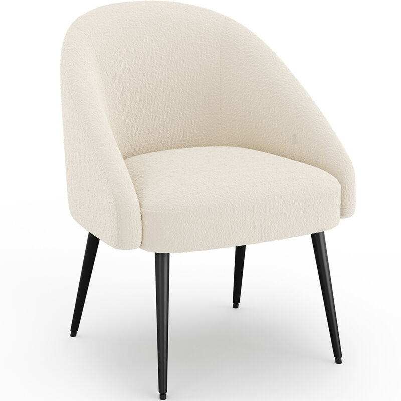 foto del prodotto poltrona di design rivestita in tessuto boucl wasda bianco