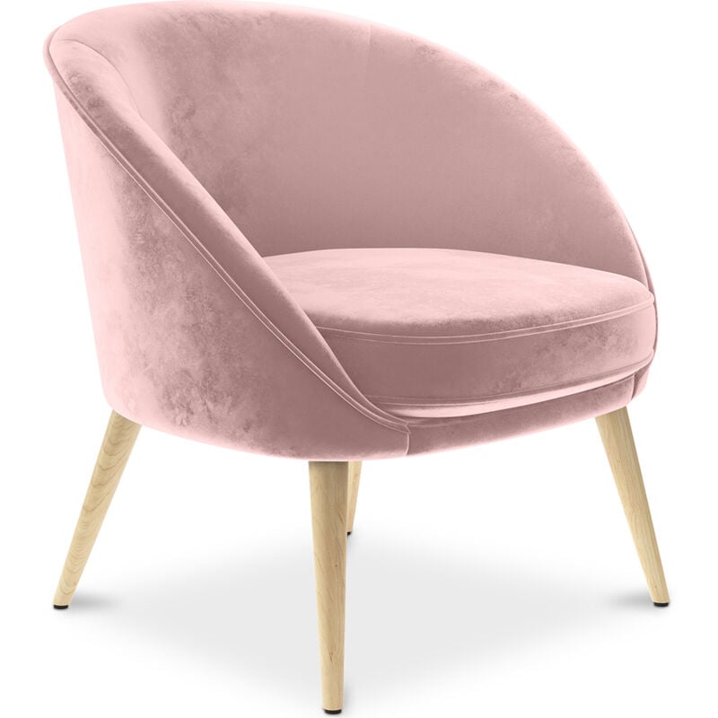 foto del prodotto poltrona di design rivestita in velluto pimba rosa chiaro