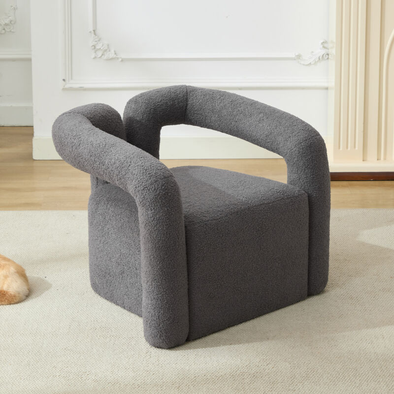 foto del prodotto poltrona, divano singolo, adatto per soggiorno studio camera da letto, velluto teddy, 1 pezzo, grigio b