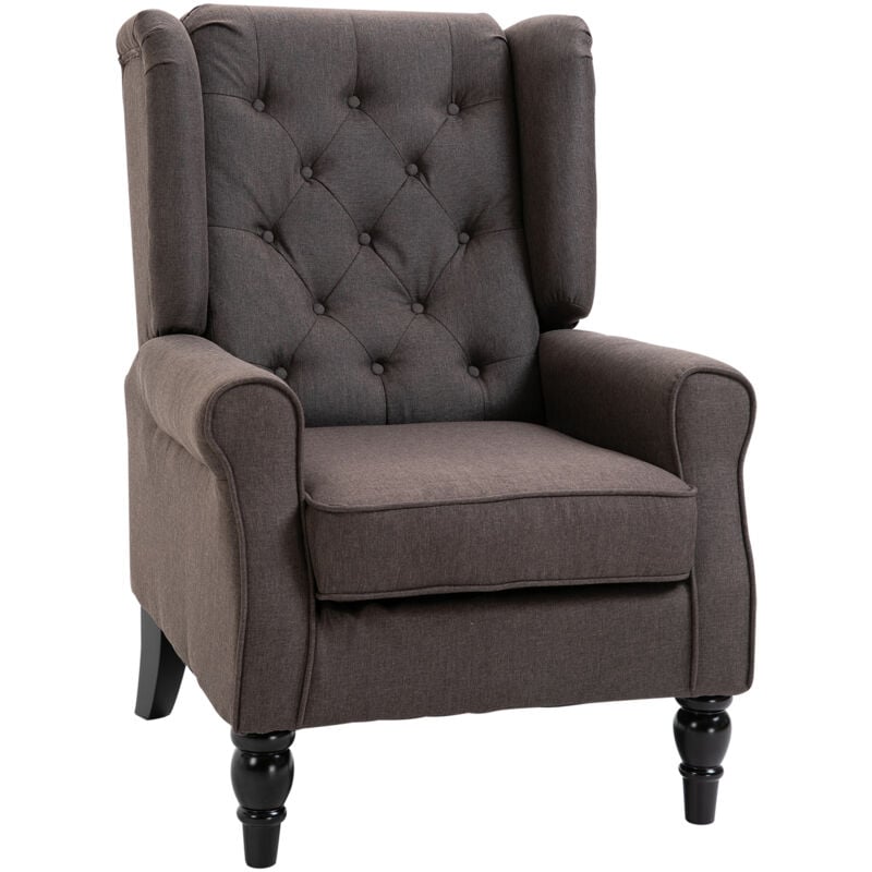 foto del prodotto poltrona elegante in stile francese con cuscini marrone homcom