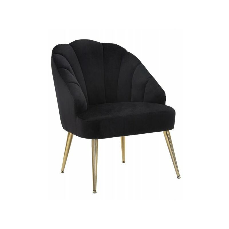 foto del prodotto poltrona elegante, velluto nero, gambe metallo dorate 65x69x84cm shell
