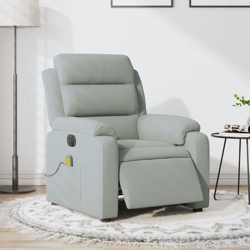 foto del prodotto poltrona elettrica massaggi reclinabile grigio chiaro velluto vidaxl