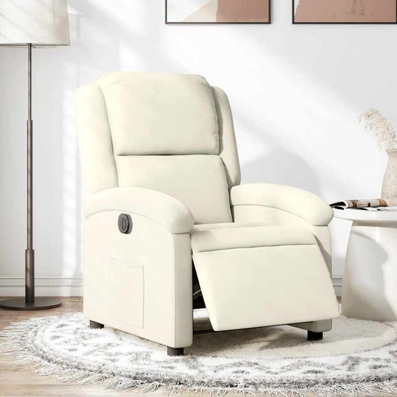 foto del prodotto poltrona elettrica reclinabile crema in velluto vidaxl