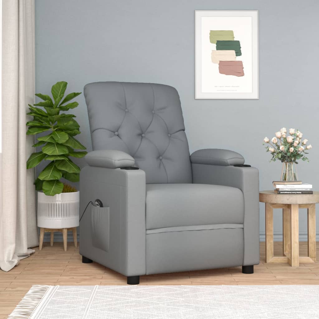 foto del prodotto poltrona elettrica reclinabile grigio chiaro in tessuto cod mxl 14373