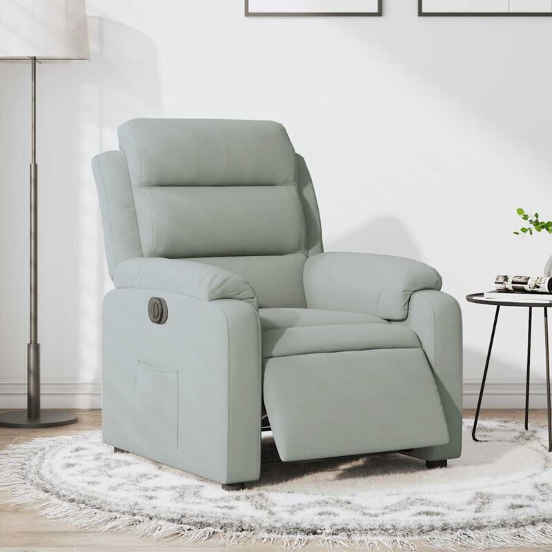foto del prodotto poltrona elettrica reclinabile grigio chiaro in vera pelle vidaxl