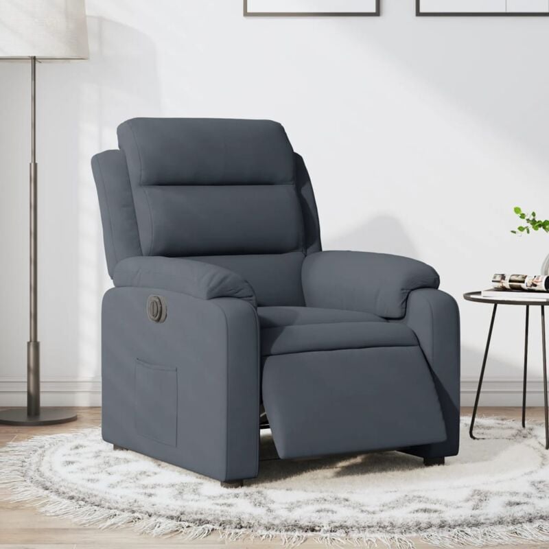 foto del prodotto poltrona elettrica reclinabile grigio scuro in vera pelle - vidaxl