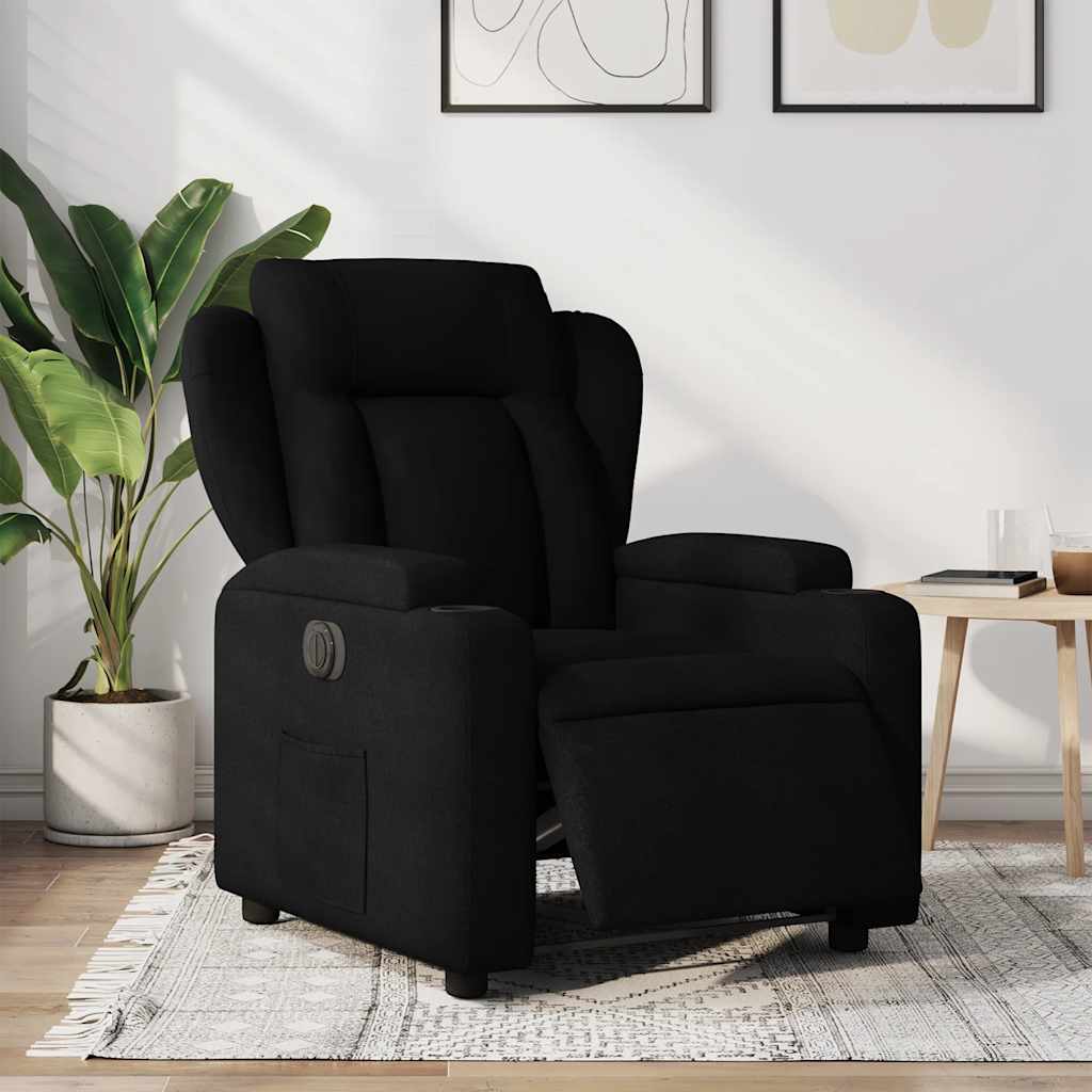 foto del prodotto poltrona elettrica reclinabile nera in tessutocod mxl 108977