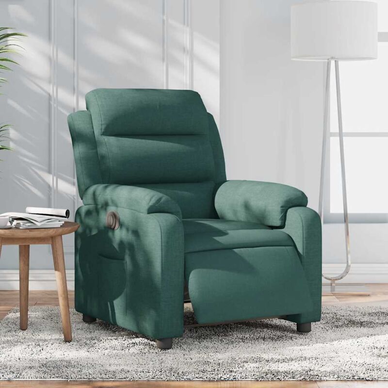 foto del prodotto poltrona elettrica reclinabile verde scuro in tessuto vidaxl