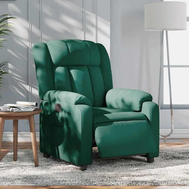 foto del prodotto poltrona elettrica reclinabile verde scuro in tessuto vidaxl