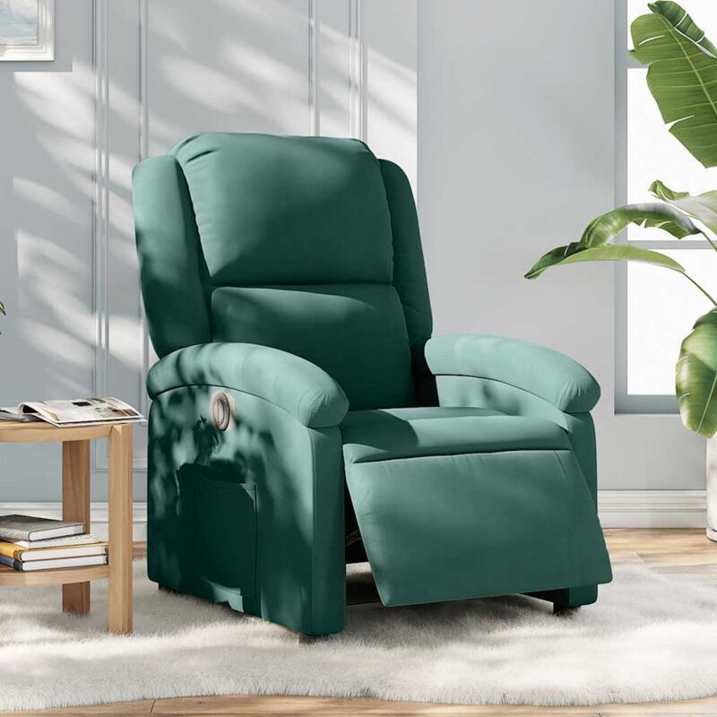foto del prodotto poltrona elettrica reclinabile verde scuro in vera pelle vidaxl