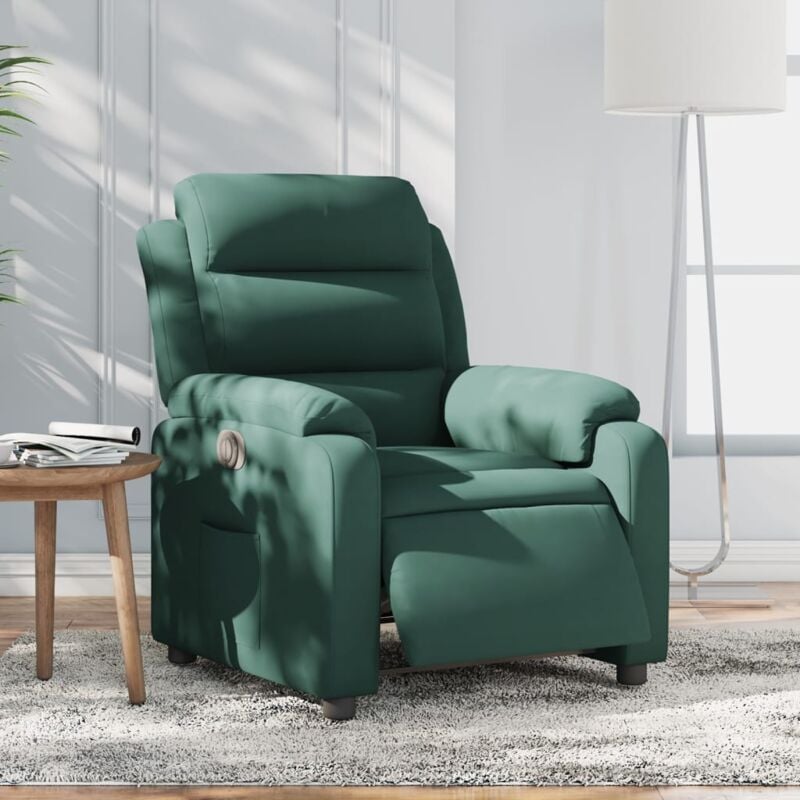 foto del prodotto poltrona elettrica reclinabile verde scuro in vera pellecod mxl 108848