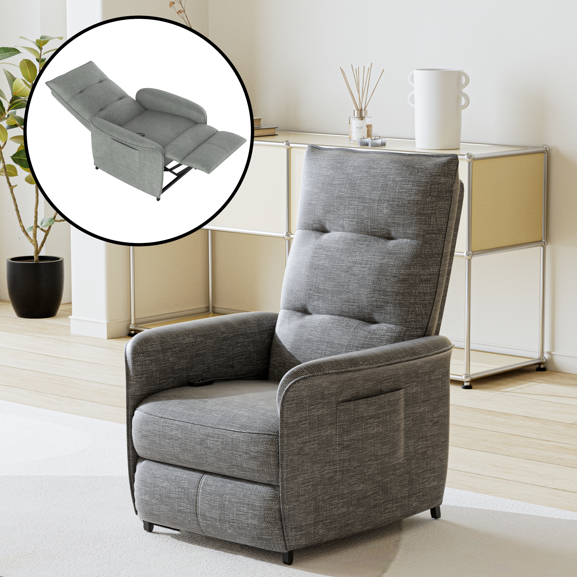 foto del prodotto poltrona elettronica savukoski trasformabile in sdraio grigio scuro en.casa 