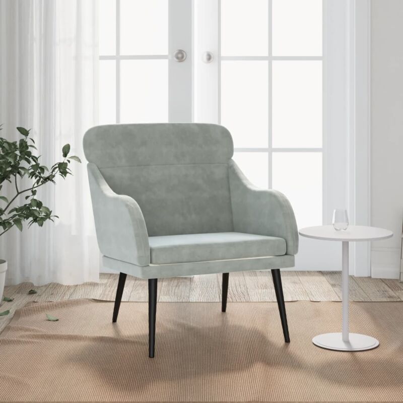 foto del prodotto poltrona grigio chiaro 63x76x80 cm velluto vidaxl