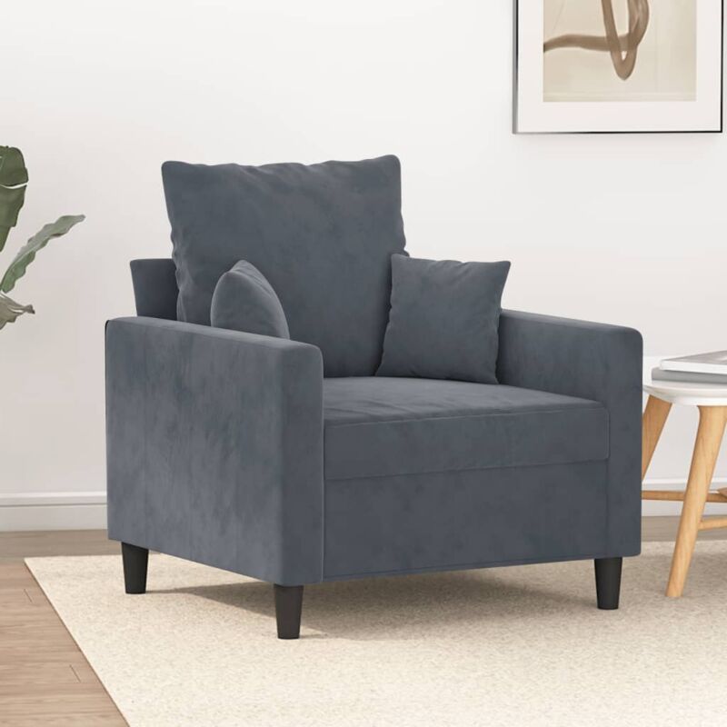 foto del prodotto poltrona grigio scuro 60 cm velluto vidaxl
