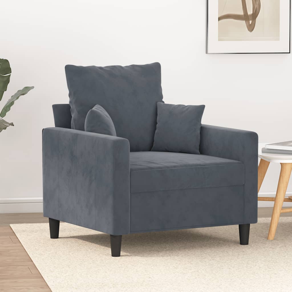 foto del prodotto poltrona grigio scuro 60 cm vellutocod mxl 130862