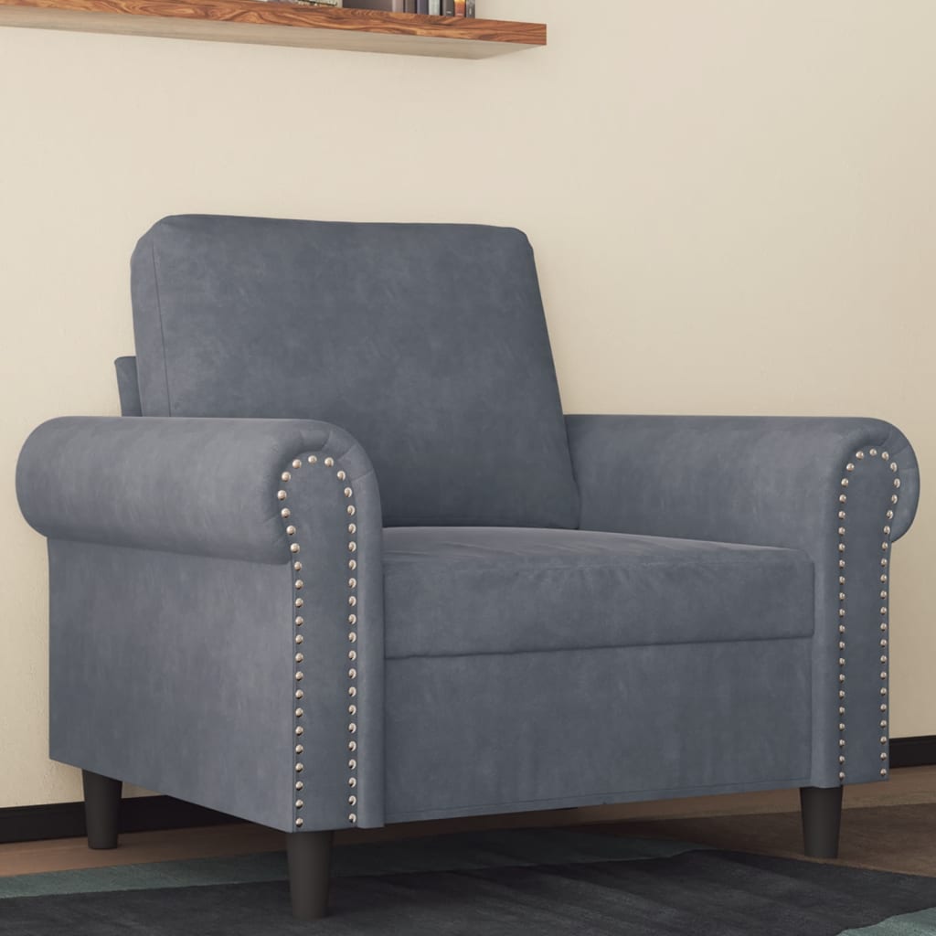foto del prodotto poltrona grigio scuro 60 cm vellutocod mxl 83302