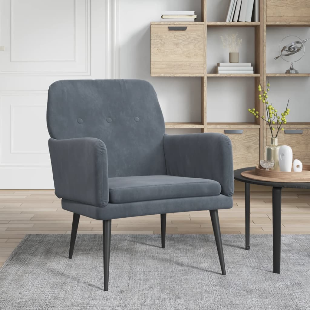 foto del prodotto poltrona grigio scuro 62x79x79 cm velluto cod mxl 14894