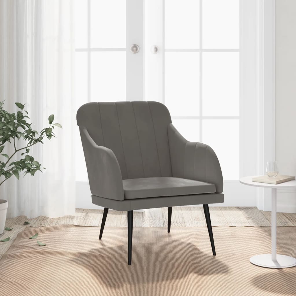 foto del prodotto poltrona grigio scuro 63x76x80 cm velluto cod mxl 14027